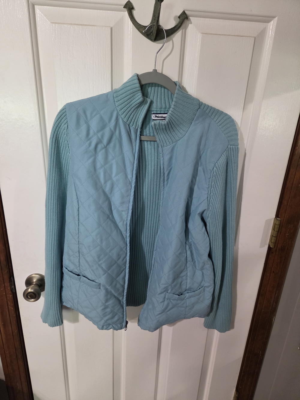 croft & barrow Light Blue Quilted Bomber Jacket